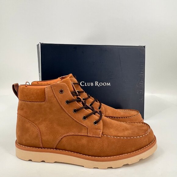 Club Room Men’s Clifton Lace-Up Moc-Toe Boots Size 13 Tan Faux Suede Memory Foam main image 10